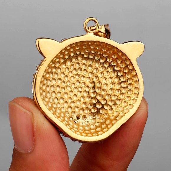 "Gold Diamond Blue Eye Panther Stainless Steel Pendant Necklace, GP1231067 - Picture 5 of 8